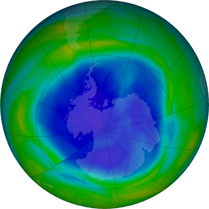 Antarctic ozone map for 07 September 2022